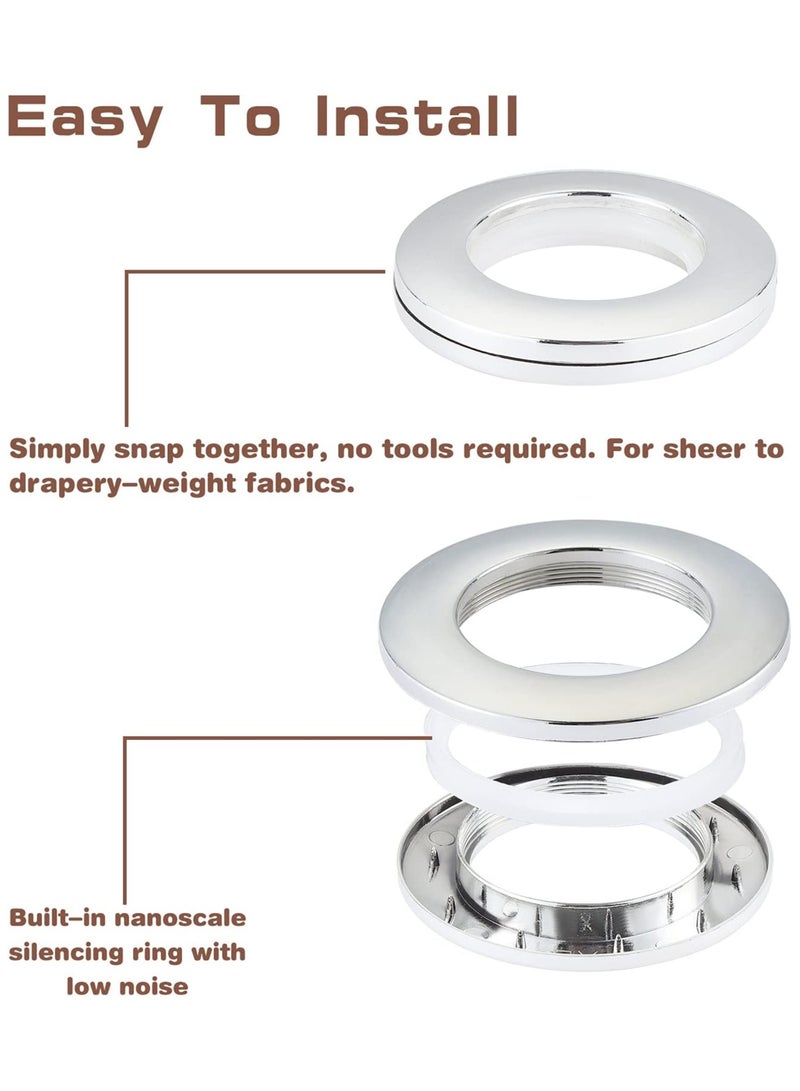 AL WADI FURNITURE AWF Al Wadi Furniture Pack of 90 Shiny Silver Curtain Grommets Round Plastic Curtain Eyelet Rings with nano-scale silencer ring, DIY Rings for Window Curtain, Shower Curtain, Locker Room Door Curtain  - Image 3