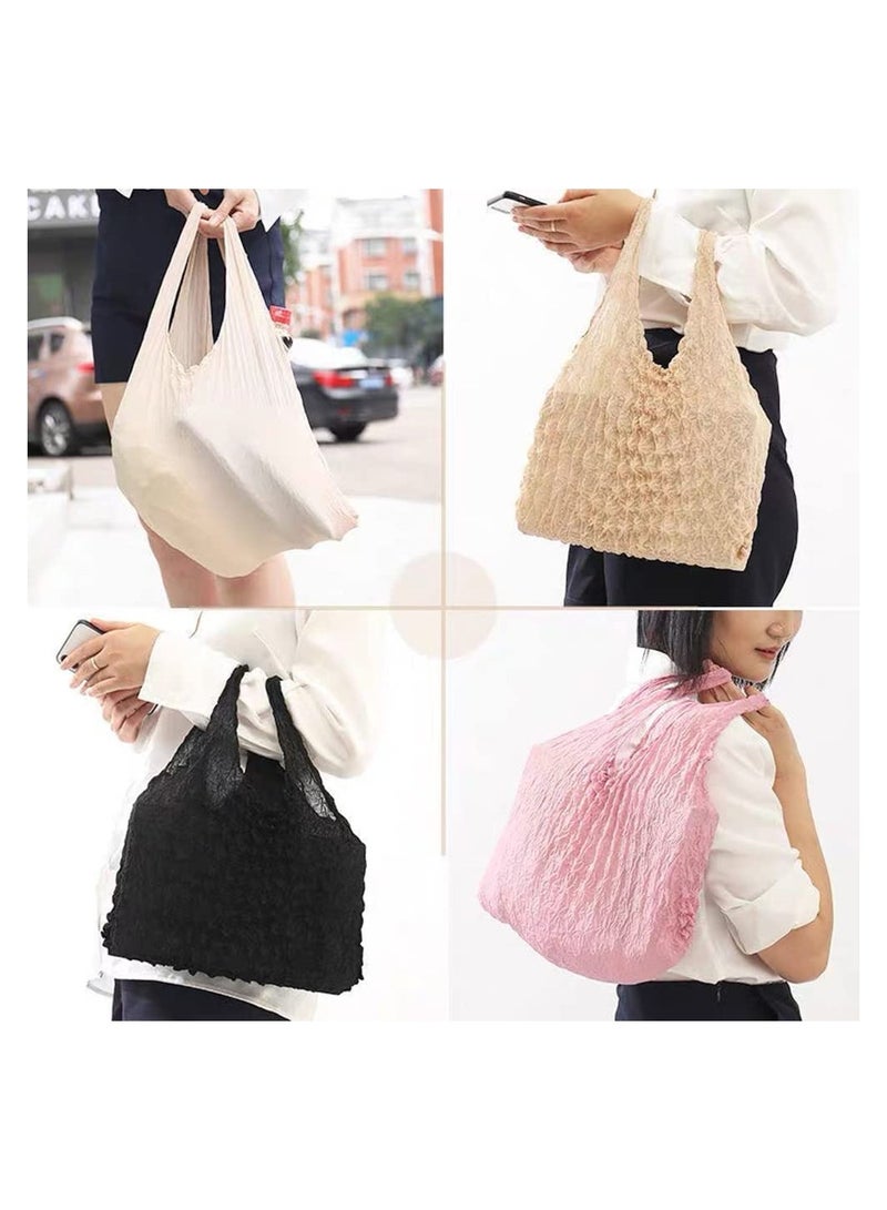 KASTWAVE 4 Pcs Magic Stretch Bag Pleated Bag, Portable Reusable Large Capacity Retractable Eco Shopping Bags Fruit Vege Grocery Bag - Image 3