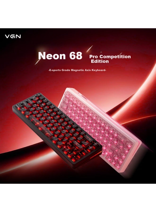 Vgn Neon 68 Magnetic Axis Keyboard Rt Esports Custom Mechanical Wired Hot-swappable Valorant Neon 68 Pro Edition Tianba Axis White Frosted Transparent - Image 1
