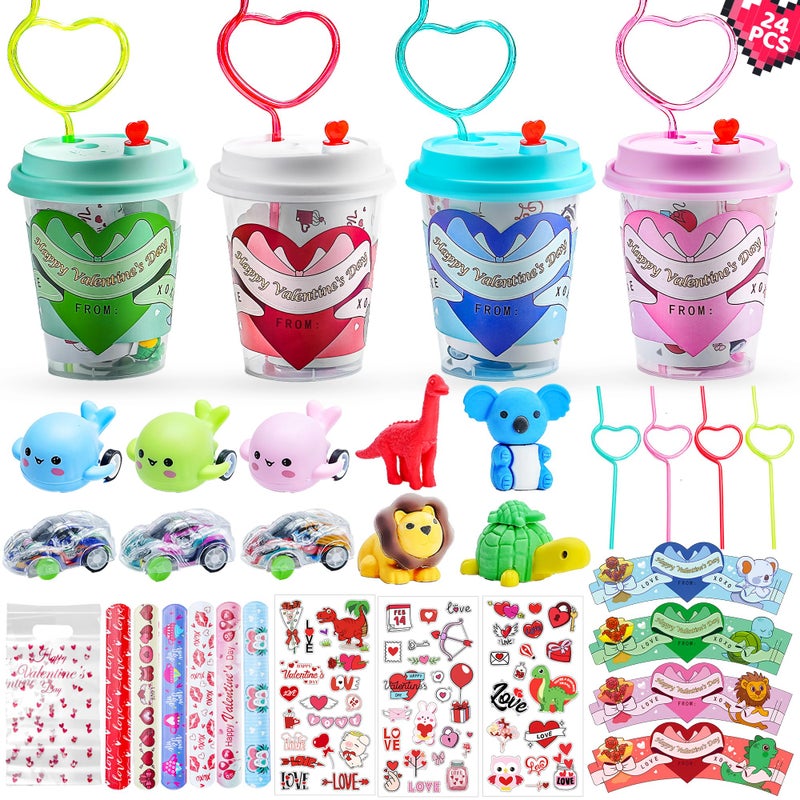 AYGXU 24pcs Valentines Day Gifts for Kids Cards for School Classroom Toys Exchange Party Favors for Boys Girls Goody Bag Filler - Image 3