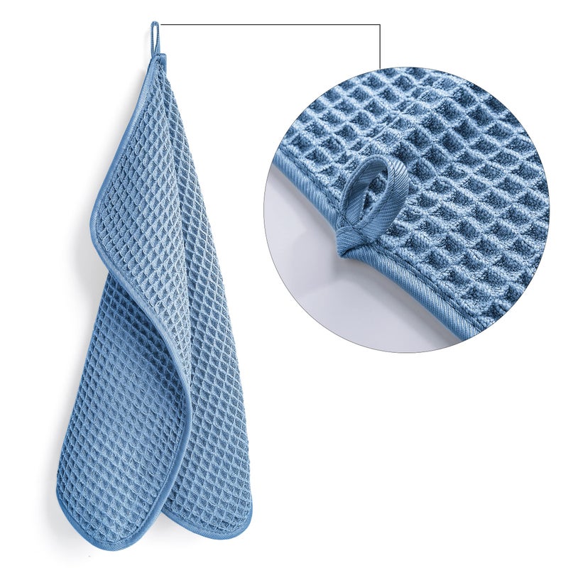 POLYTE Microfiber Lint Free Washcloth Face Towel, 13 x 13 in, 4 Pack (Waffle Weave) - Image 2
