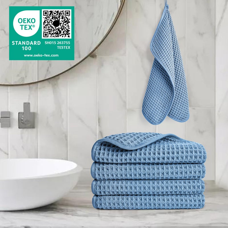 POLYTE Microfiber Lint Free Washcloth Face Towel, 13 x 13 in, 4 Pack (Waffle Weave) - Image 5
