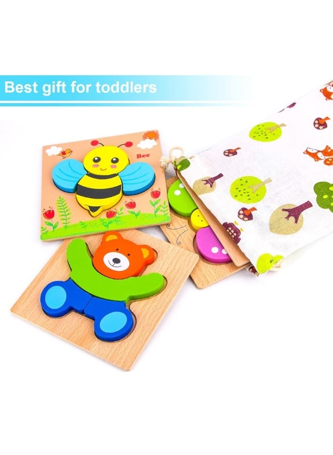 SKYFIELD Wooden Animal Puzzles for Toddlers 1 2 3 Years Old, Boys & Girls Educational Toys Gift with 4 Animal Patterns, Bright Vibrant Color Shapes, Customize Gift Box Ready - Image 2