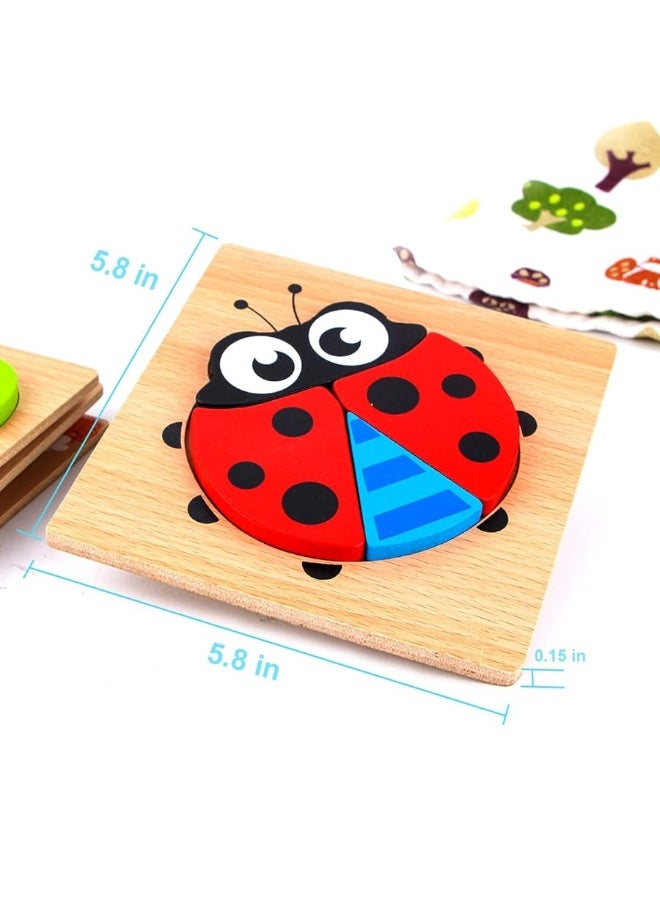 SKYFIELD Wooden Animal Puzzles for Toddlers 1 2 3 Years Old, Boys & Girls Educational Toys Gift with 4 Animal Patterns, Bright Vibrant Color Shapes, Customize Gift Box Ready - Image 5