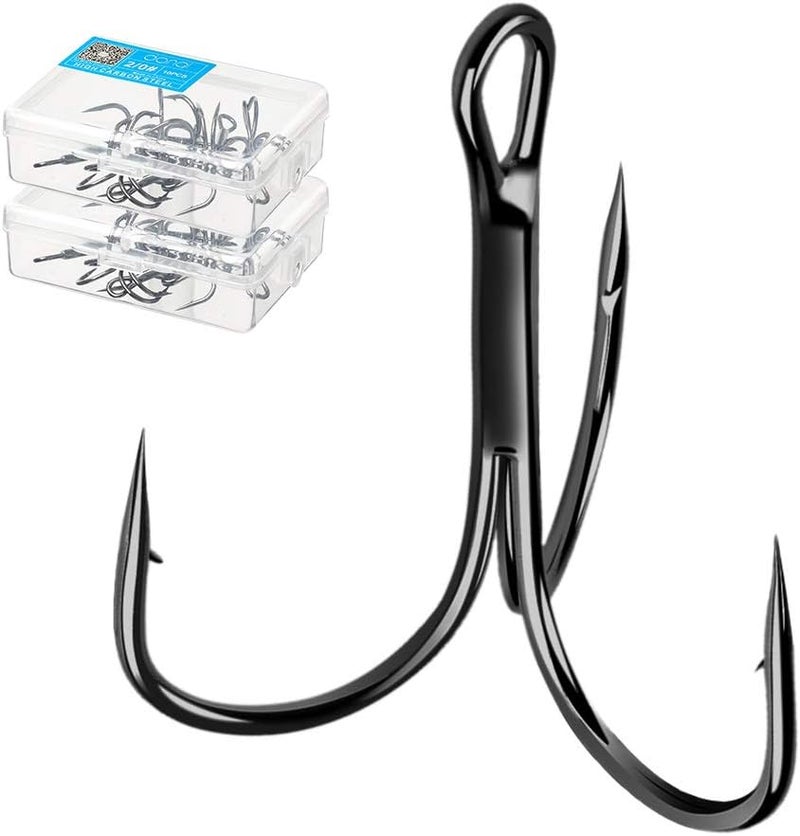 DONQL Fishing Hooks Treble Hook High Carbon Steel Treble Hooks Super Sharp Solid Triple Barbed Fish Hook - Image 1