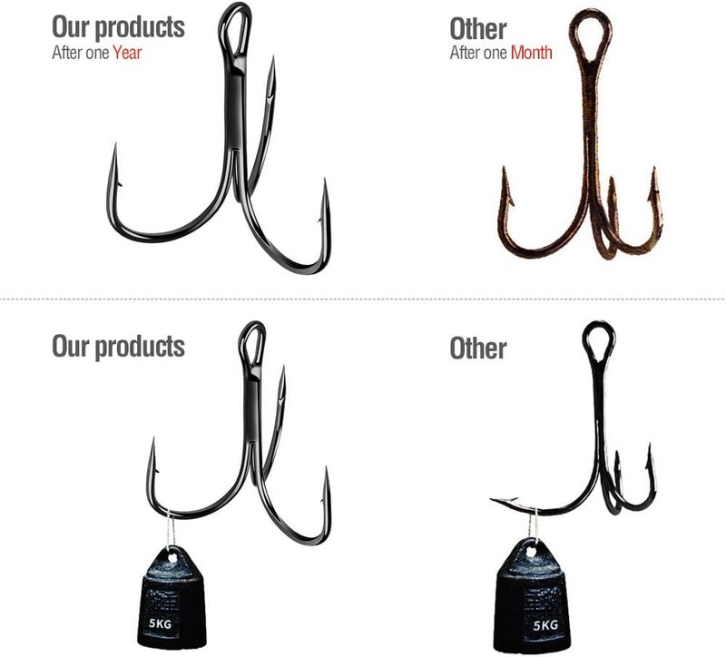 DONQL Fishing Hooks Treble Hook High Carbon Steel Treble Hooks Super Sharp Solid Triple Barbed Fish Hook - Image 5