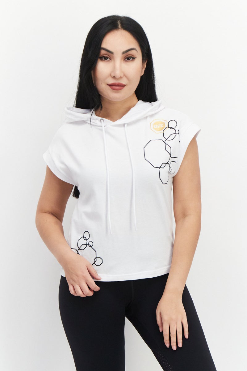 Ufc هودي تدريب للنساء من ماركة فيت الرياضية، أبيض - Image 1