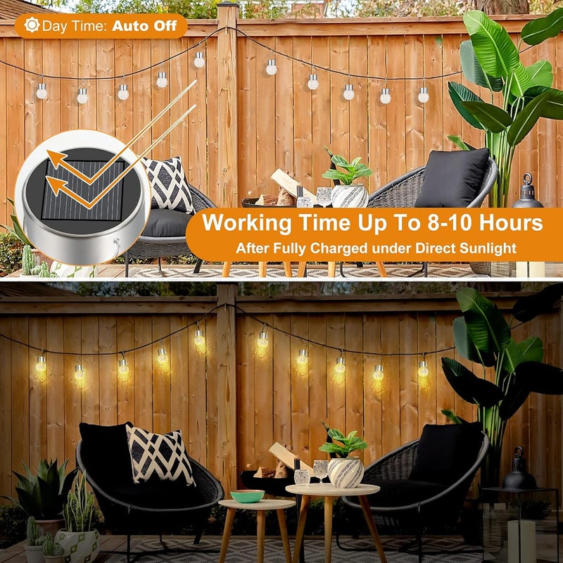 Bosceos 12Pack Hanging Outdoor Solar Lights - Decorative Cracked Glass LED Ball Lights Waterproof Tree Solar Powered Globe Lights with Handle for Garden Yard Patio Fence Christmas Decoration, Warm White - Image 3