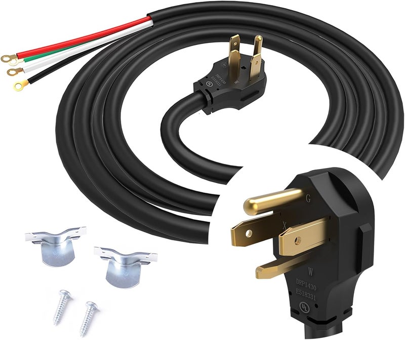 TOPDC 4 Prong Dryer Cord, 30 AMP Appliance Power Cord 10 Feet, Wires in 4 Colors with O Ring Terminal Connectors, Pure Copper Wire - Image 1