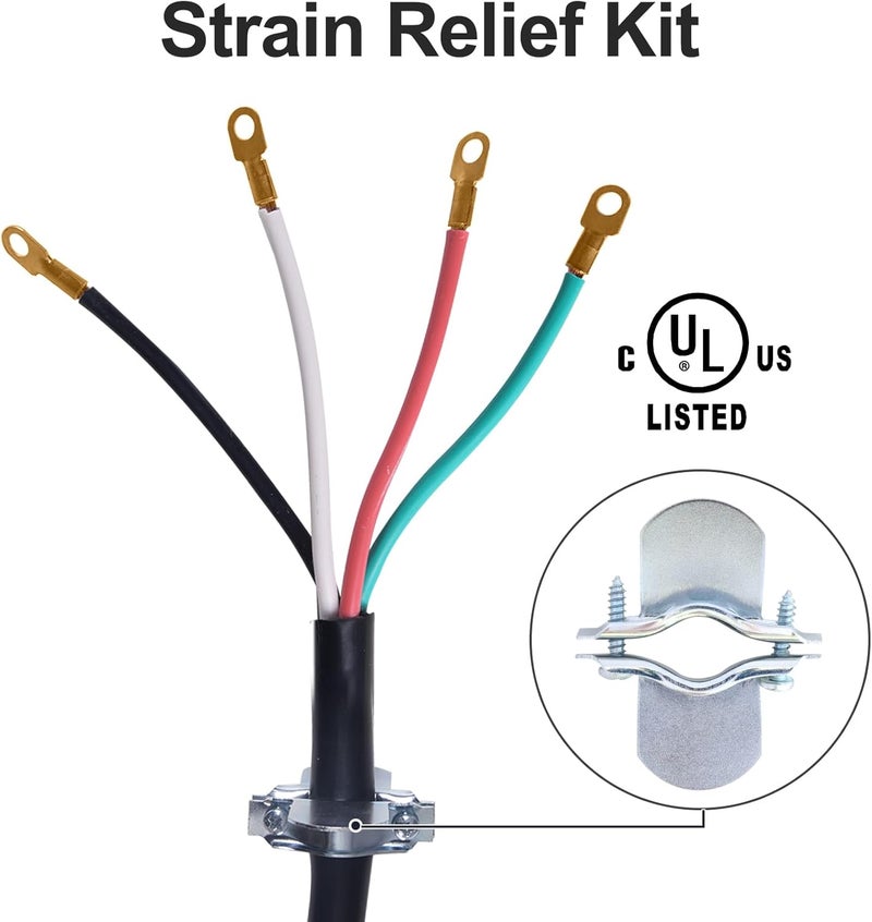 TOPDC 4 Prong Dryer Cord, 30 AMP Appliance Power Cord 10 Feet, Wires in 4 Colors with O Ring Terminal Connectors, Pure Copper Wire - Image 3