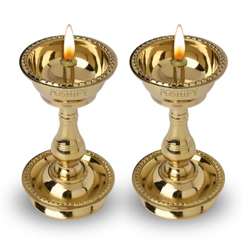 POSHIFY Udupi Nanda Diya (Pack of 2) - Elegant Bowl-Shaped Brass Diya for Luxurious Puja Rituals and Home Decor - Image 1