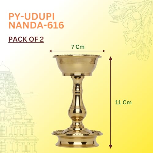 POSHIFY Udupi Nanda Diya (Pack of 2) - Elegant Bowl-Shaped Brass Diya for Luxurious Puja Rituals and Home Decor - Image 2