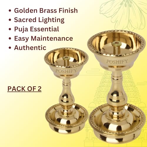 POSHIFY Udupi Nanda Diya (Pack of 2) - Elegant Bowl-Shaped Brass Diya for Luxurious Puja Rituals and Home Decor - Image 4