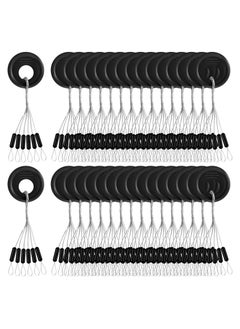 Rubber Bobber Stoppers, Rubber Floats for Fishing, Weight Stoppers Fishing, 1200 Pieces Fishing Rubber Bobber Beads Stopper, 6 in 1 Black Cylinder Float Sinker Stops