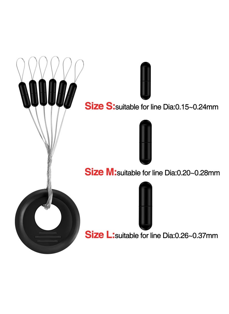 SYOSI - Rubber Bobber Stoppers, Rubber Floats for Fishing, Weight Stoppers Fishing, 1200 Pieces Fishing Rubber Bobber Beads Stopper, 6 in 1 Black Cylinder Float Sinker Stops - Image 1