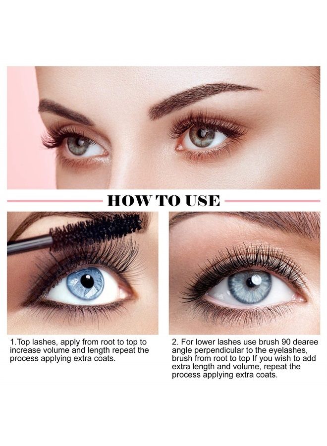 4D Silk Fiber Lash Mascara, Waterproof Tubing Mascara Black, Luxuriously Longer, Voluminous Eyelashes,Natural Lengthening Smudge-proof Mascara,Hypoallergenic,No Clumping,Easy to Apply & All Day Full