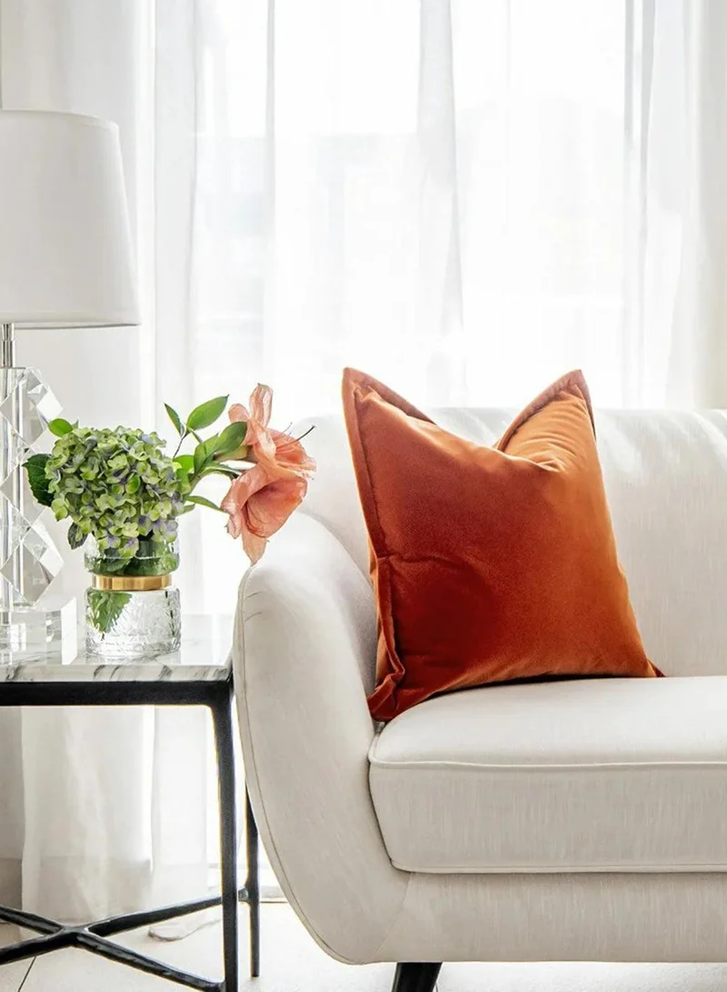 KNOT HOME Cushion Alessandra Tangelo (with filler) Pillow Knot Home Cover Set for Modern Sofa Contemporary Living Room Bedroom and Office Soft Washable