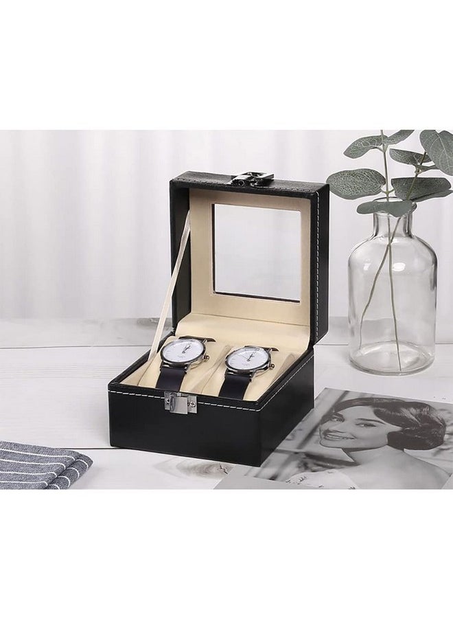 NuAngela NuAngela 2 3 6 10 Slot Watch Box PU Leather Lockable Watch Storage Boxes With Glass Top Adjustable Jewelry Organizer Bracelet Watches Holder Travel Case For Men Women Birthday Christmas Gift  - Image 5