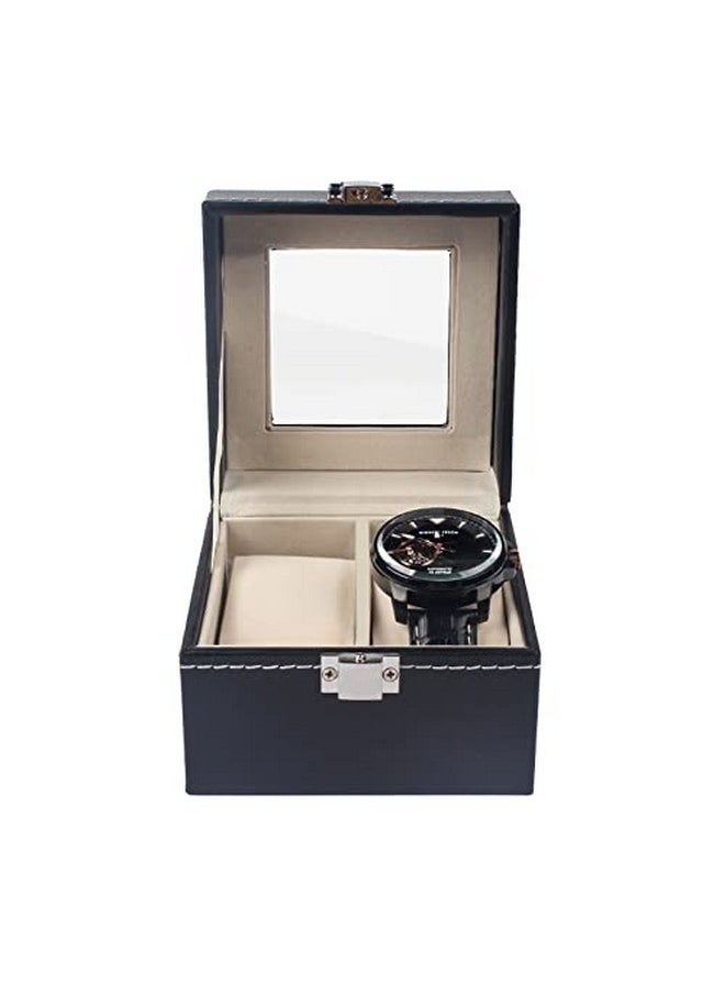 NuAngela NuAngela 2 3 6 10 Slot Watch Box PU Leather Lockable Watch Storage Boxes With Glass Top Adjustable Jewelry Organizer Bracelet Watches Holder Travel Case For Men Women Birthday Christmas Gift  - Image 4