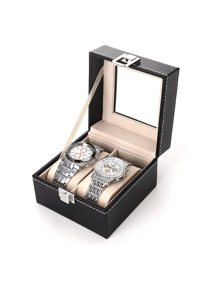 NuAngela NuAngela 2 3 6 10 Slot Watch Box PU Leather Lockable Watch Storage Boxes With Glass Top Adjustable Jewelry Organizer Bracelet Watches Holder Travel Case For Men Women Birthday Christmas Gift  - Image 1