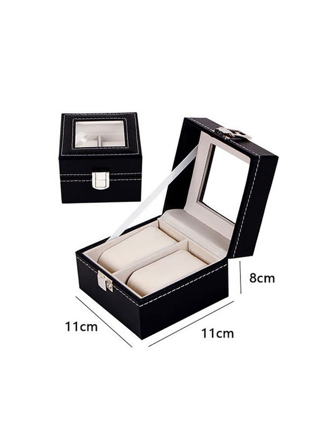 NuAngela NuAngela 2 3 6 10 Slot Watch Box PU Leather Lockable Watch Storage Boxes With Glass Top Adjustable Jewelry Organizer Bracelet Watches Holder Travel Case For Men Women Birthday Christmas Gift  - Image 2