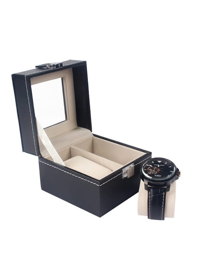 NuAngela NuAngela 2 3 6 10 Slot Watch Box PU Leather Lockable Watch Storage Boxes With Glass Top Adjustable Jewelry Organizer Bracelet Watches Holder Travel Case For Men Women Birthday Christmas Gift  - Image 3