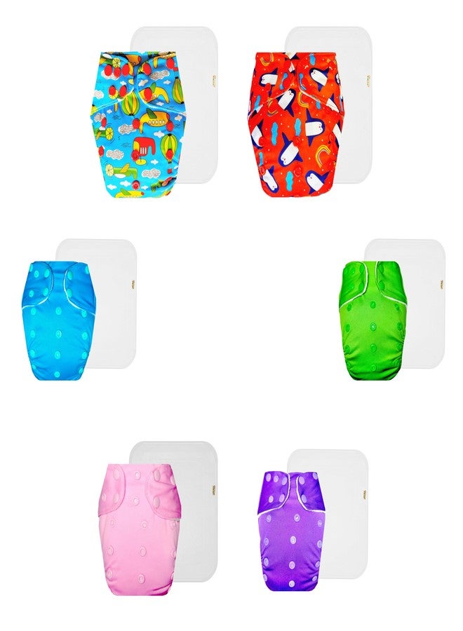 Dumbledo Premium Cloth Diaper with Cotton Insert (Pack of 6) | Dry Feel and Comfortable | Breathable | Quick Dry | Worry-Free Diapering | 3 Months - 3 Years | Unisex Baby - Image 1