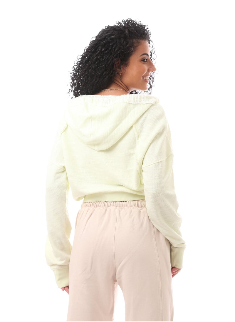 MERCH - Cropped Hooded Long Sleeved Knit Jumper-lemony - Image 1