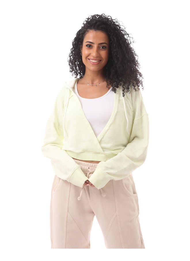 MERCH - Cropped Hooded Long Sleeved Knit Jumper-lemony - Image 1