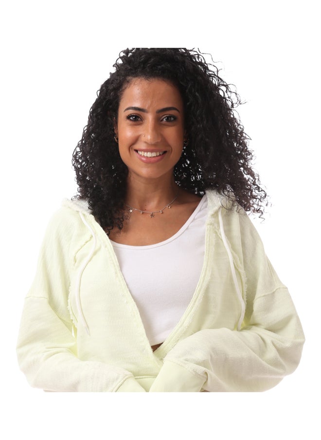 MERCH - Cropped Hooded Long Sleeved Knit Jumper-lemony - Image 1