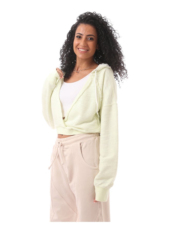 MERCH - Cropped Hooded Long Sleeved Knit Jumper-lemony - Image 1