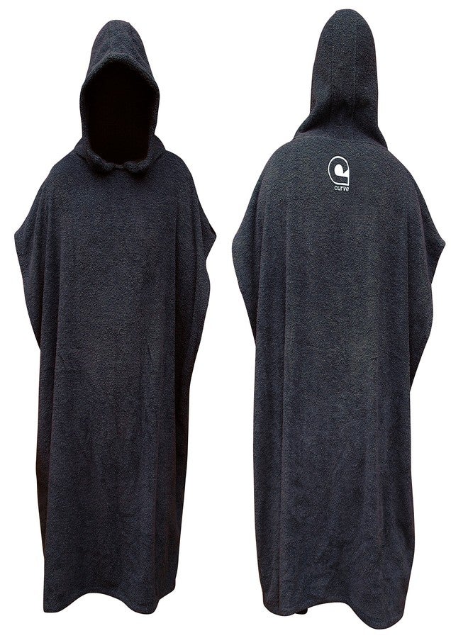 Curve Kids Hooded Towel Swimming Robe Surf Beach Poncho in Microfiber w Adjustable Sleeves (Choose Color) (Black, Teen) - Image 1
