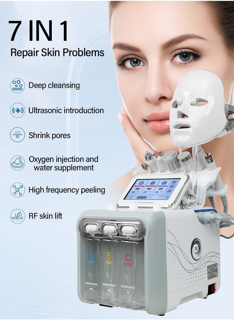 Meishida 7 in 1 Hydrogen-Oxygen Facial Machine with LED Mask Deeping Cleansing Skin Instrument  - Image 4