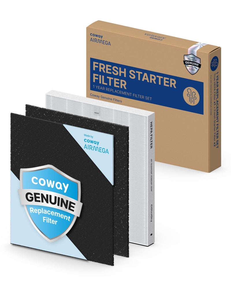 COWAY COWAY AP-1512HH & 200M Air Purifier Filter Replacement, Fresh Starter Pack, 2 Fresh Starter Deodorization Filters and 1 True HEPA Filter, 1 Pack, Black  - Image 1