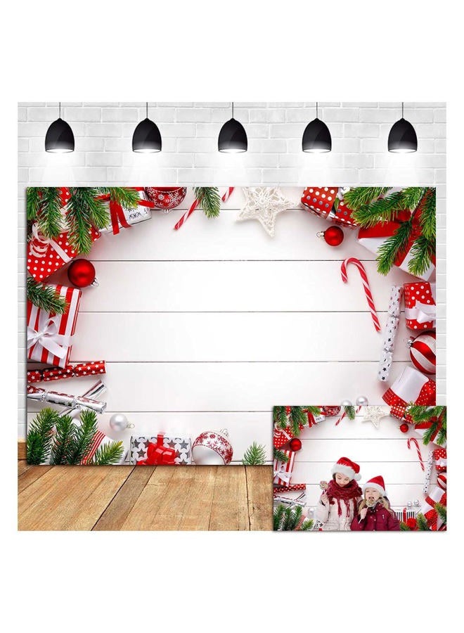 Qian Xmas Holiday Party White Wooden Board Xmas Bells Gift Bokeh Photography Backdrops 7x5ft Vinyl Merry Christmas Photo Backgrounds Children Photo Booths Dessert Cake Table Banner Decor Props - Image 1