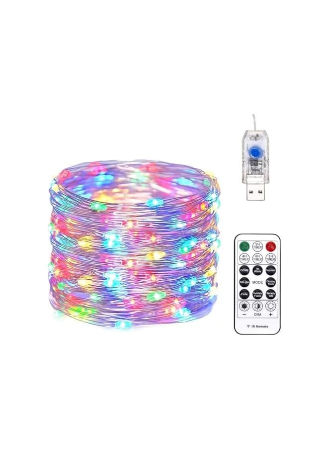 The Bros Fairy String Light Waterproof 10M 100 LED 8 Modes USB Plug in With Remote Control Starry Firefly Copper Wire String Lights for Outdoor Bedroom diwali Christmas Party Decorations multi colour  - Image 2