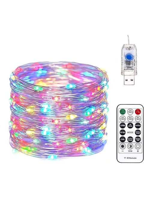 Fairy String Light Waterproof 10M 100 LED 8 Modes USB Plug in With Remote Control Starry Firefly Copper Wire String Lights for Outdoor Bedroom diwali Christmas Party Decorations multi colour