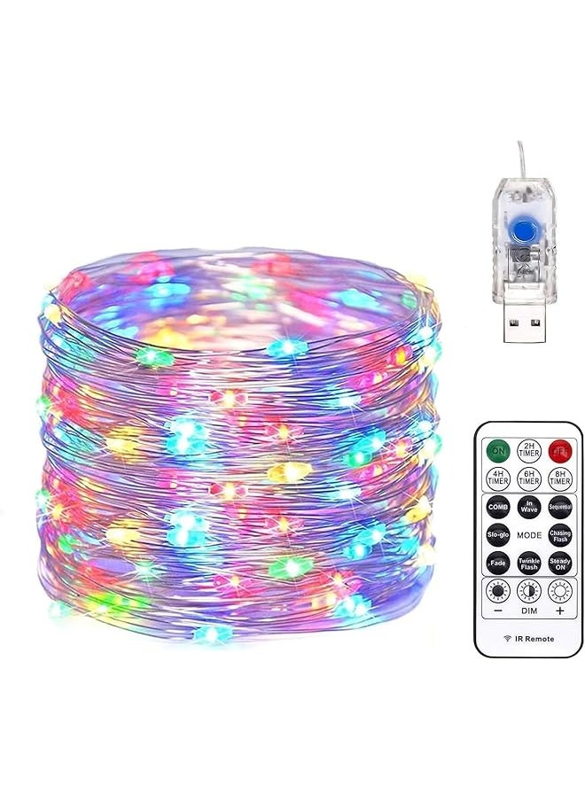 The Bros Fairy String Light Waterproof 10M 100 LED 8 Modes USB Plug in With Remote Control Starry Firefly Copper Wire String Lights for Outdoor Bedroom diwali Christmas Party Decorations multi colour  - Image 1