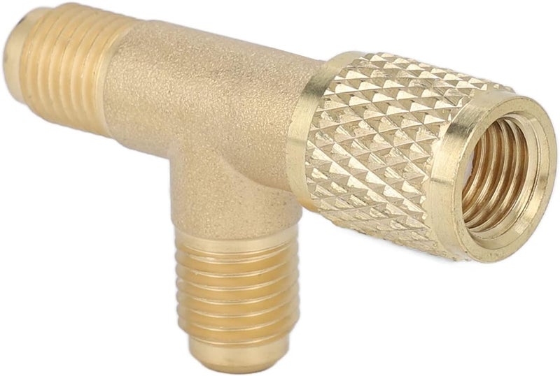 klarako Quick Coupler Tee Adapter With Valve Core Brass 1/4In Sae Sturdy Structure For R22 R12 R134 - Image 1
