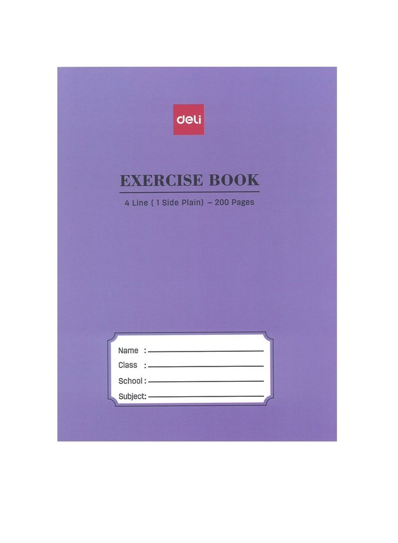 6-Piece Four Line With One Side Plain Notebook A5 Size 200 Pages