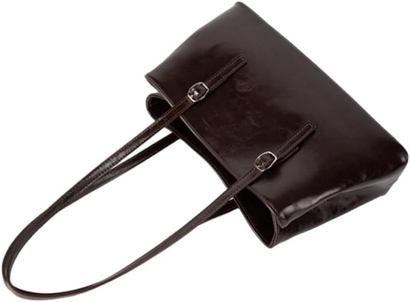 Coffee Large Capacity Women Shoulder Bag PU Leather Handbag for Commuters and Students - Image 1