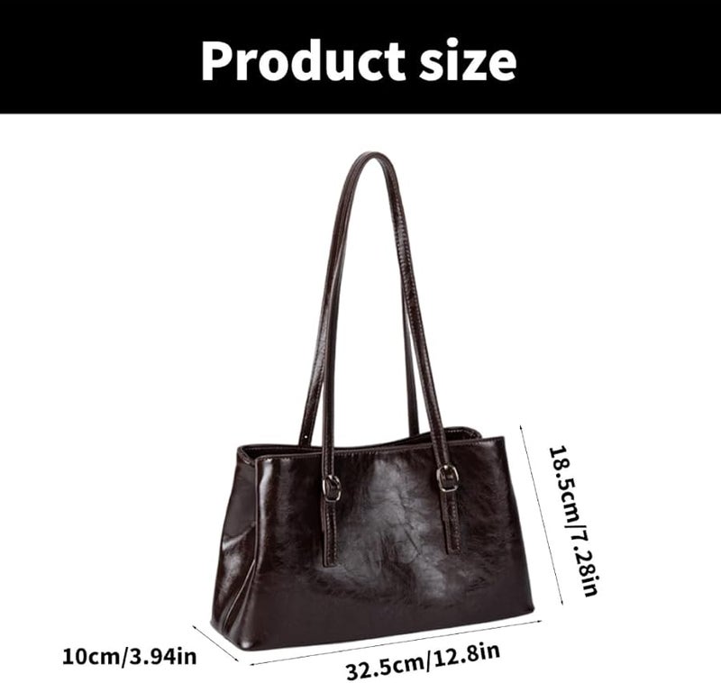 Coffee Large Capacity Women Shoulder Bag PU Leather Handbag for Commuters and Students - Image 4