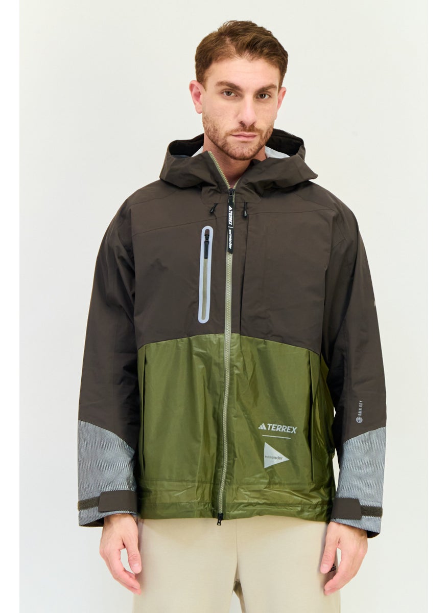 Adidas Men Sportswear Fit Long Sleeve XPL AWD Outdoor Rain Jacket, Multicolor  - Image 1