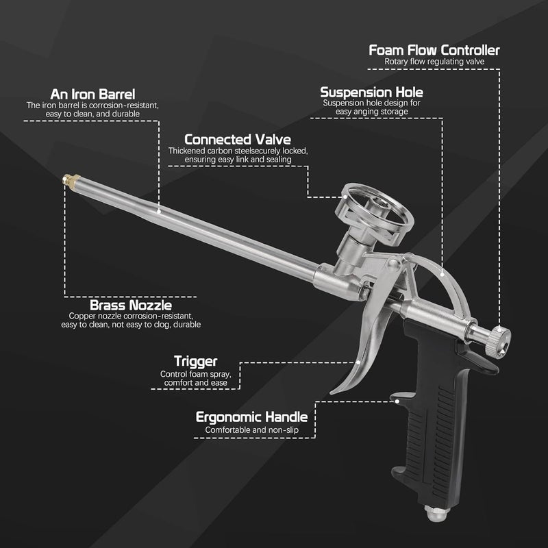 2 foam spray guns (with 20 nozzles) professional heavy duty caulking sealing foam gun - Image 3