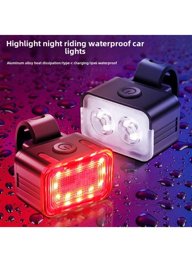 Generic Bicycle Light Headlight Strong Light Night Riding Light Tail Light Mountain Bike Road Bike Children Charging Rainproof Bicycle Light Riding-Colour:Tail Light + Usb Cable + Box - Image 2