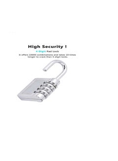 Unikkus Unikkus Number Combination Padlock Silver Painted Finish Made of Mixed Metal Lock for Luggage Bag Room Home Easy Reset Password Strong Travel Lock Door Locks Gate Lock  - Image 2