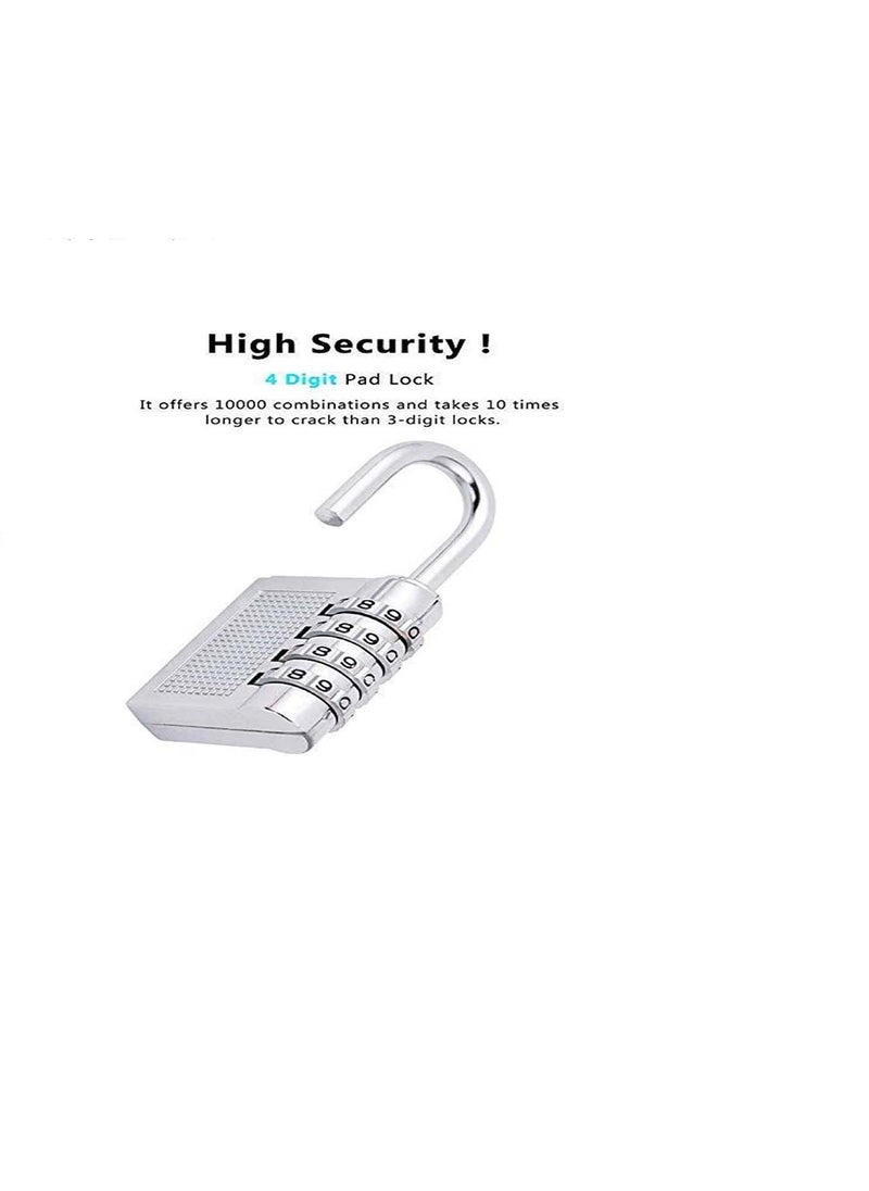 Unikkus Unikkus Number Combination Padlock Silver Painted Finish Made of Mixed Metal Lock for Luggage Bag Room Home Easy Reset Password Strong Travel Lock Door Locks Gate Lock  - Image 2