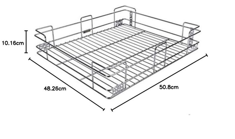 IZMAH Stainless Steel Plain Kitchen Basket Premium Modular Cabinet Organizer 20 Inch Telescopic Channel 19 x 20 x 4 inches Sleek and Functional Design - Image 5