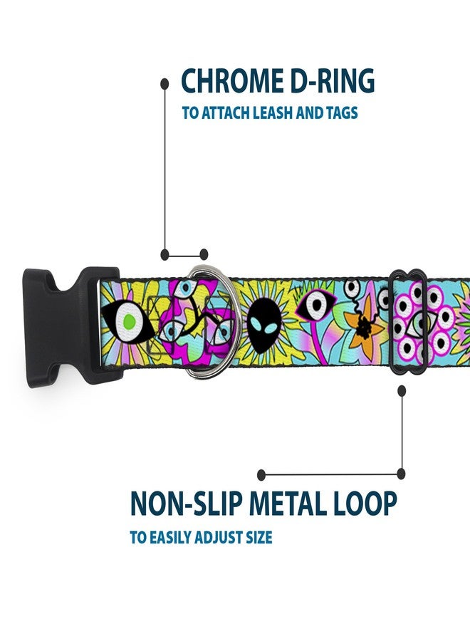 Buckle Down Buckle-Down Pet Collar, Dog Collar Plastic Buckle, Funky Alien Flowers Aqua Blue Multi Color, 11 to 16.5 Inches 1.0 Inch Wide - Image 5