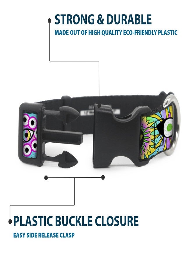 Buckle Down Buckle-Down Pet Collar, Dog Collar Plastic Buckle, Funky Alien Flowers Aqua Blue Multi Color, 11 to 16.5 Inches 1.0 Inch Wide - Image 4